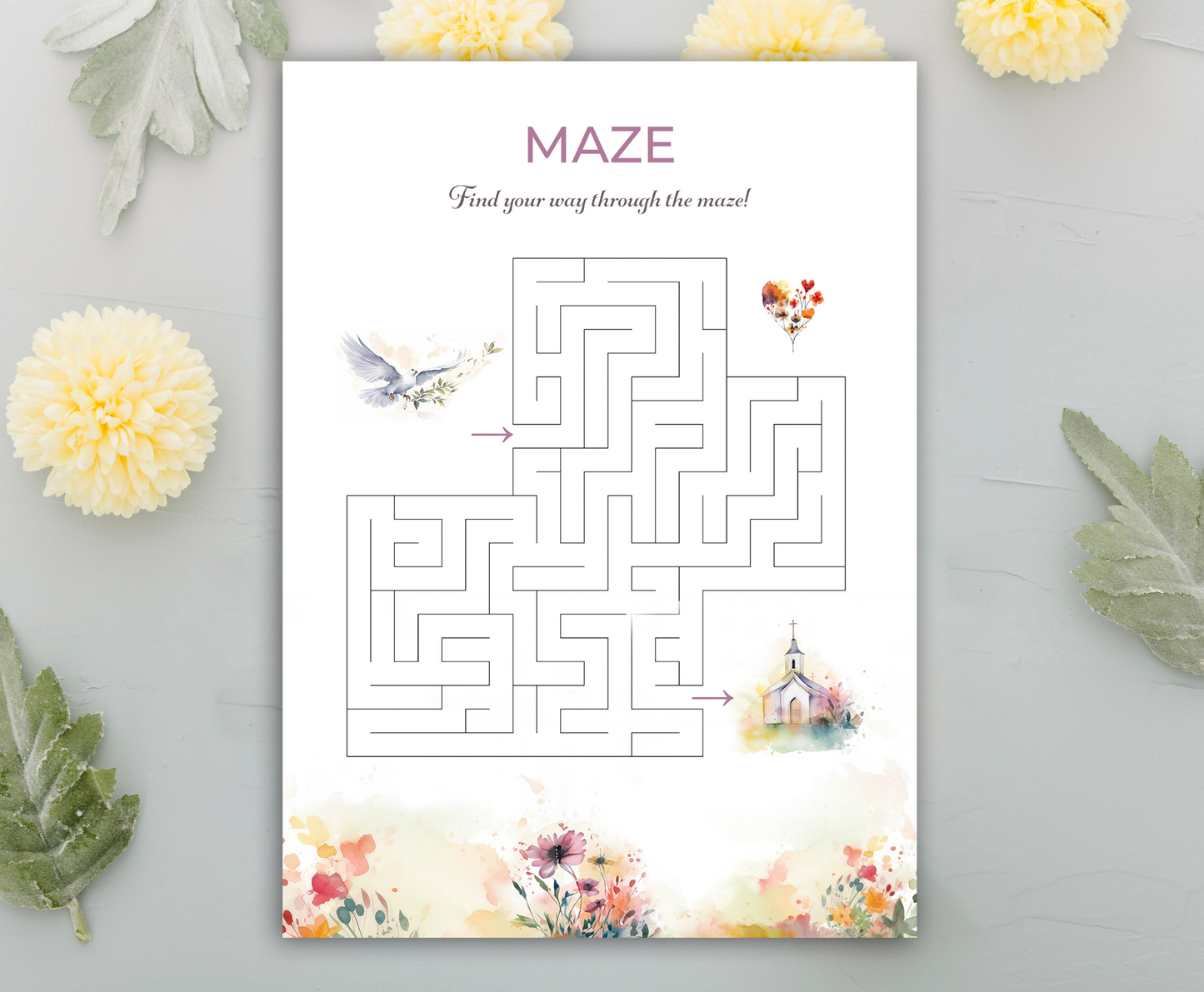 Christening Game Bundle: Maze, Dots, Word Search, Prayers for Baby