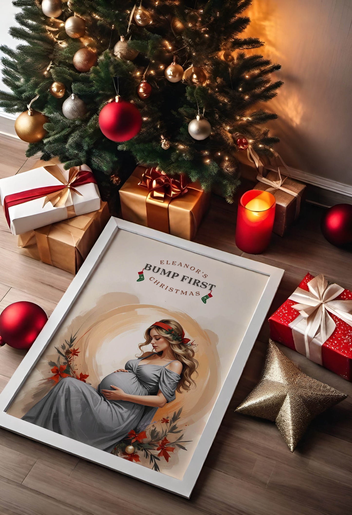 Personalised Bump's First Christmas Print