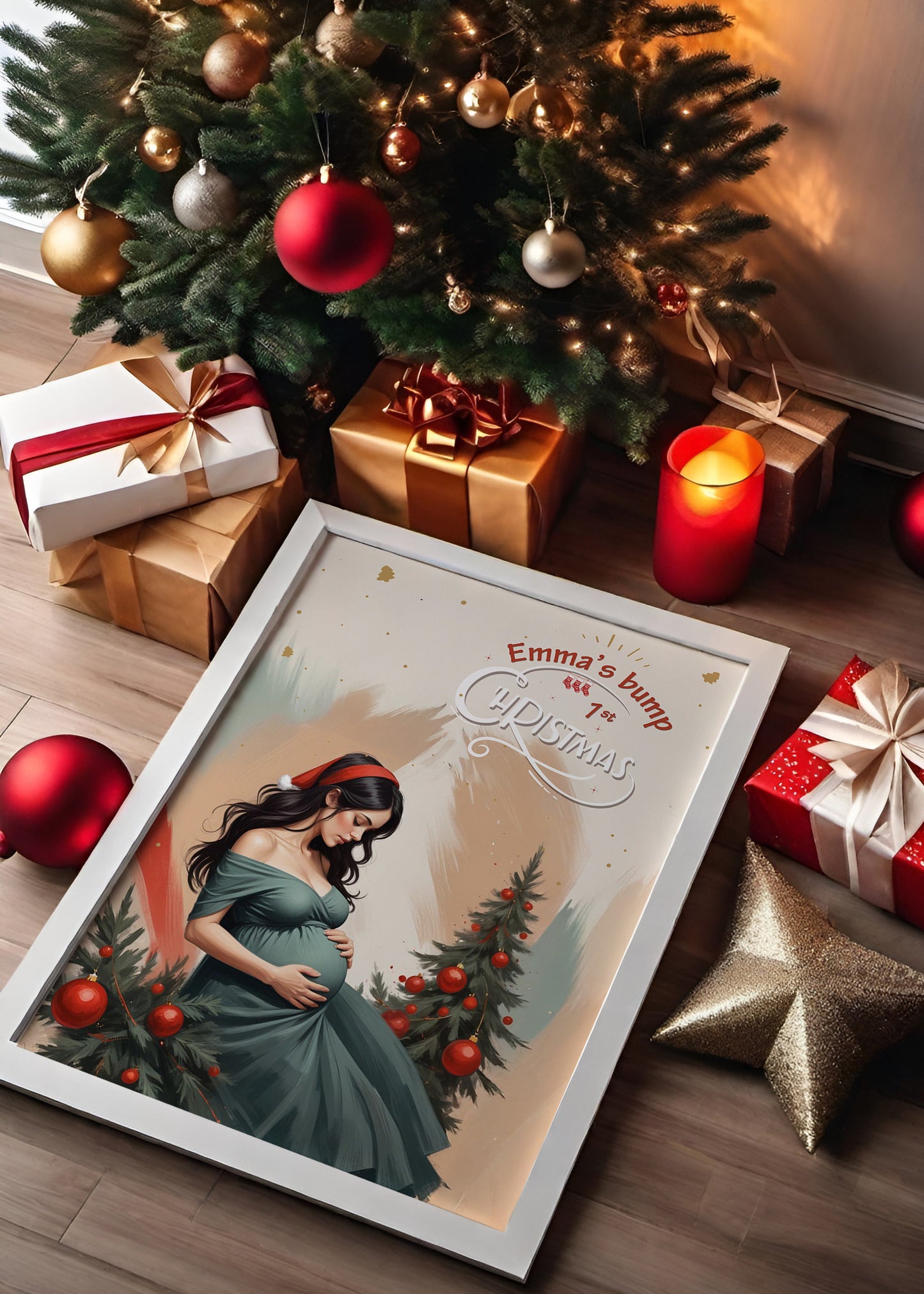 Personalised Bump's First Christmas Print