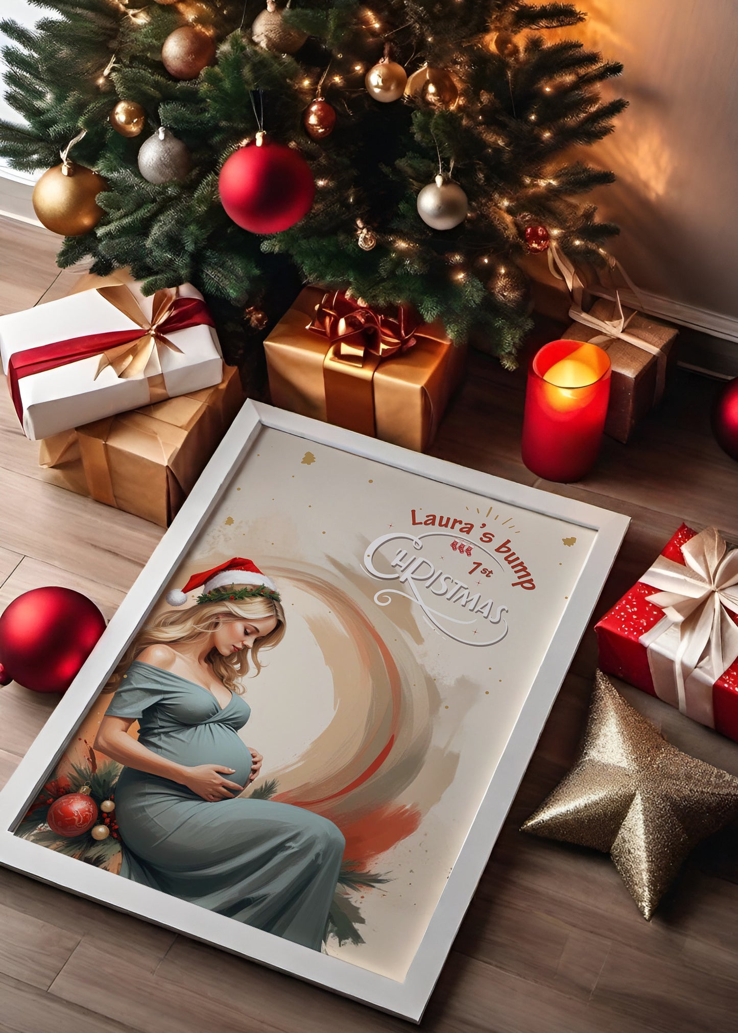 Personalised Bump's First Christmas Print