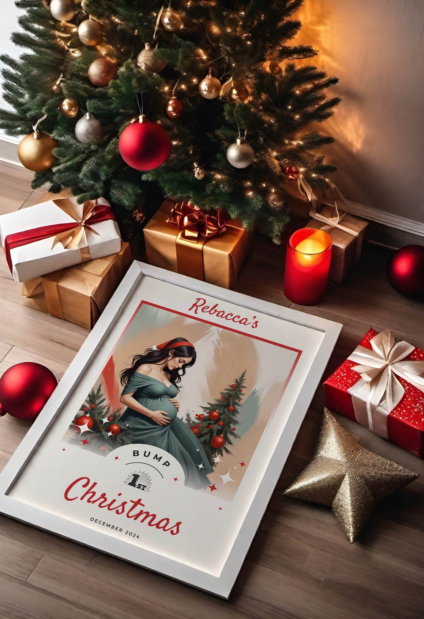 Personalised Bump's First Christmas Print