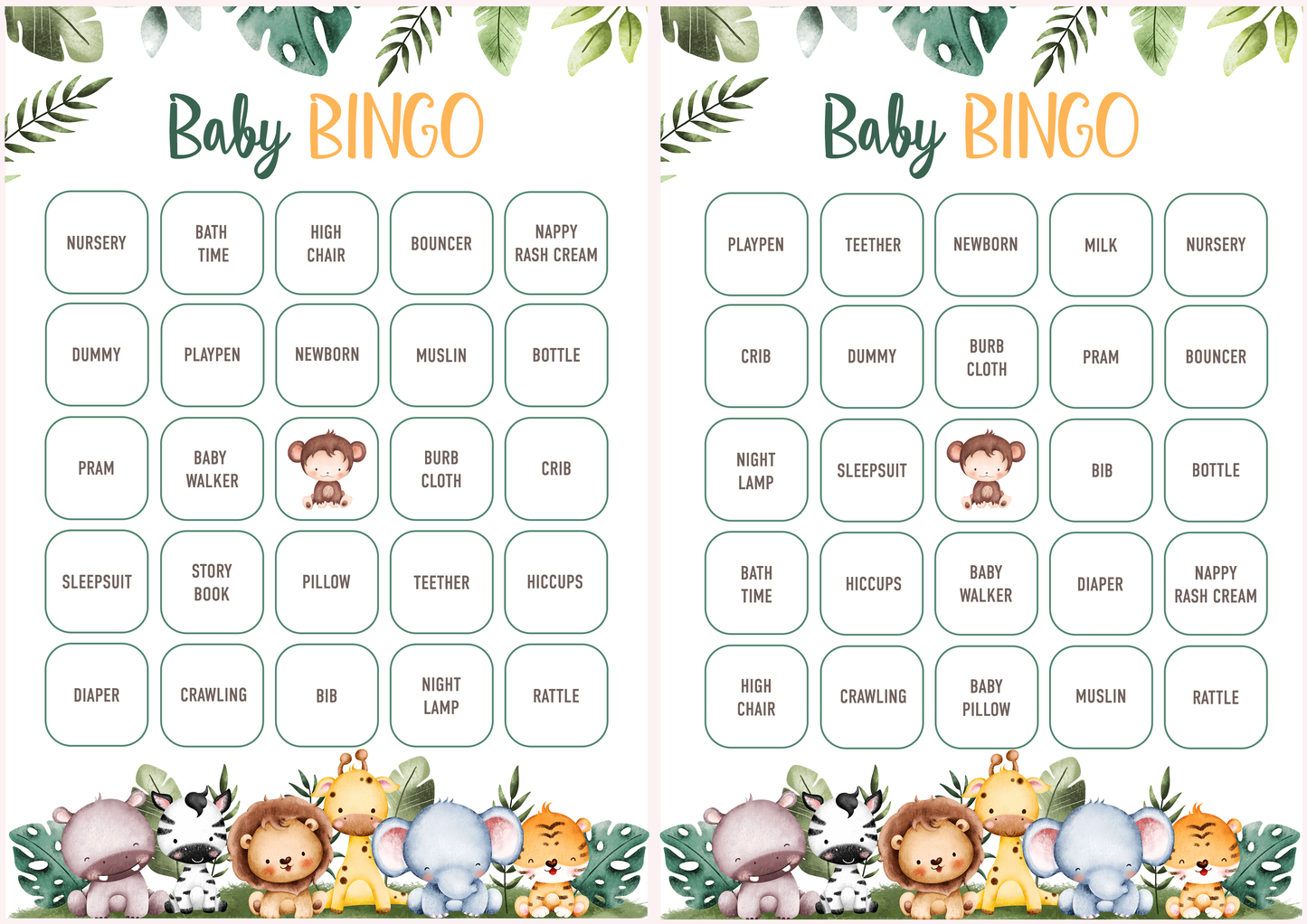 Baby Bingo Game Cards