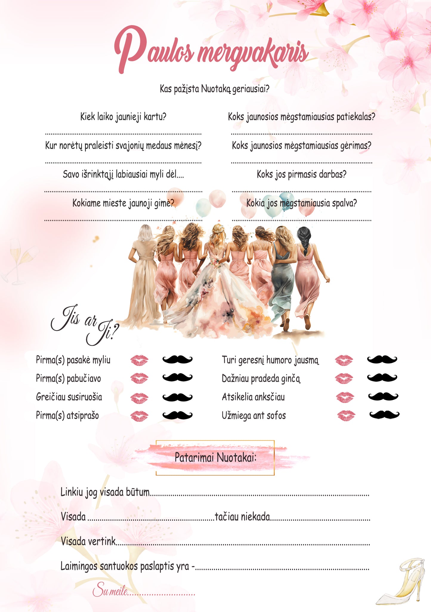 Personalised Bridal Shower Game Cards